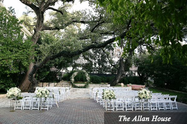 A picture of a wedding ceremony at the allan house