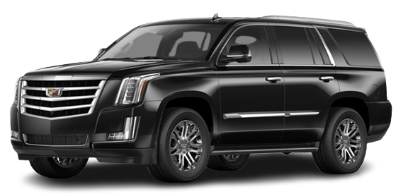A black cadillac escalade is shown on a white background.