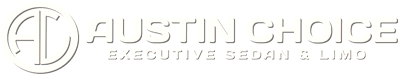 Austin Choice Executive Sedan & Limo logo. Text in white on a white background. A logo with the initials 'AC'.