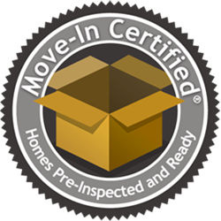 Move-In Certified seal with a box illustration. Text:
