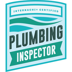 Badge for a certified plumbing inspector, blue and green with