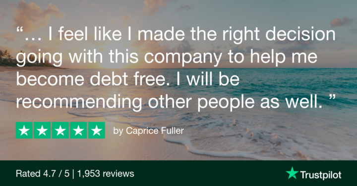 Washington Debt Relief 5-star Trustpilot review from Caprice, feeling assured in her choice.