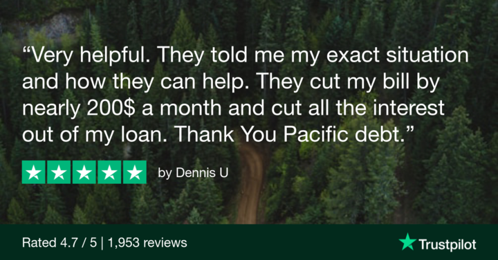 Rhode Island Debt Relief 5-star review by Dennis, praising Pacific Debt for saving him $200 monthly.