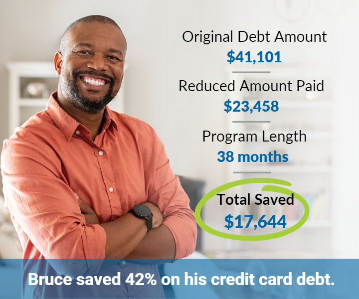 Image of Bruce who saved 42% on his credit card debt using Pacific Debt Relief.