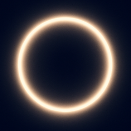 Glowing, golden-yellow ring against a dark blue background.