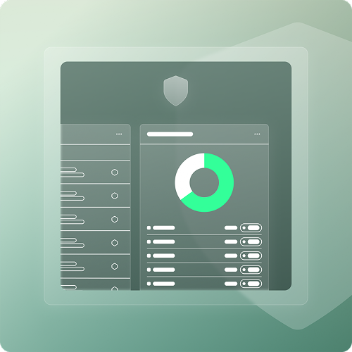 Dashboard interface with charts and toggles, inside a semi-transparent, green-tinted container.