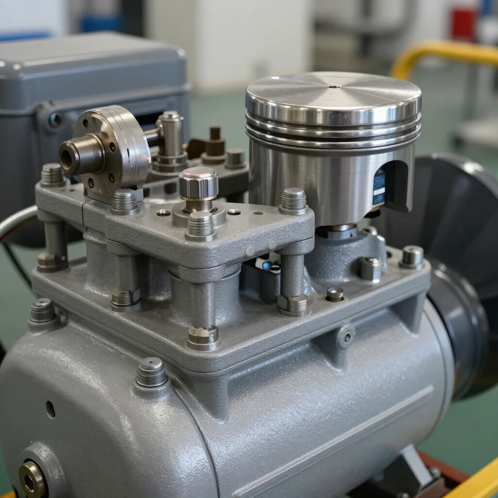 Primer plano de compresor de aire industrial