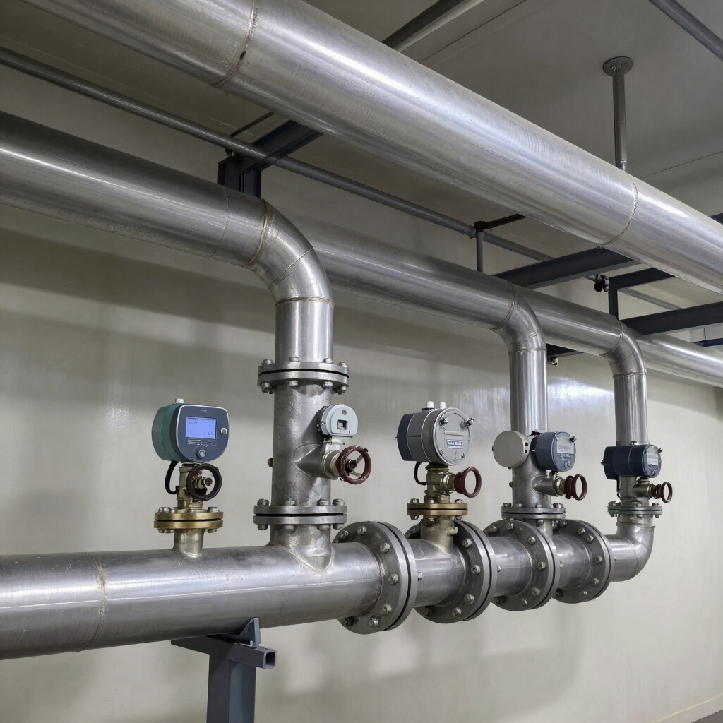 Tubería de distribución de aire comprimido en planta