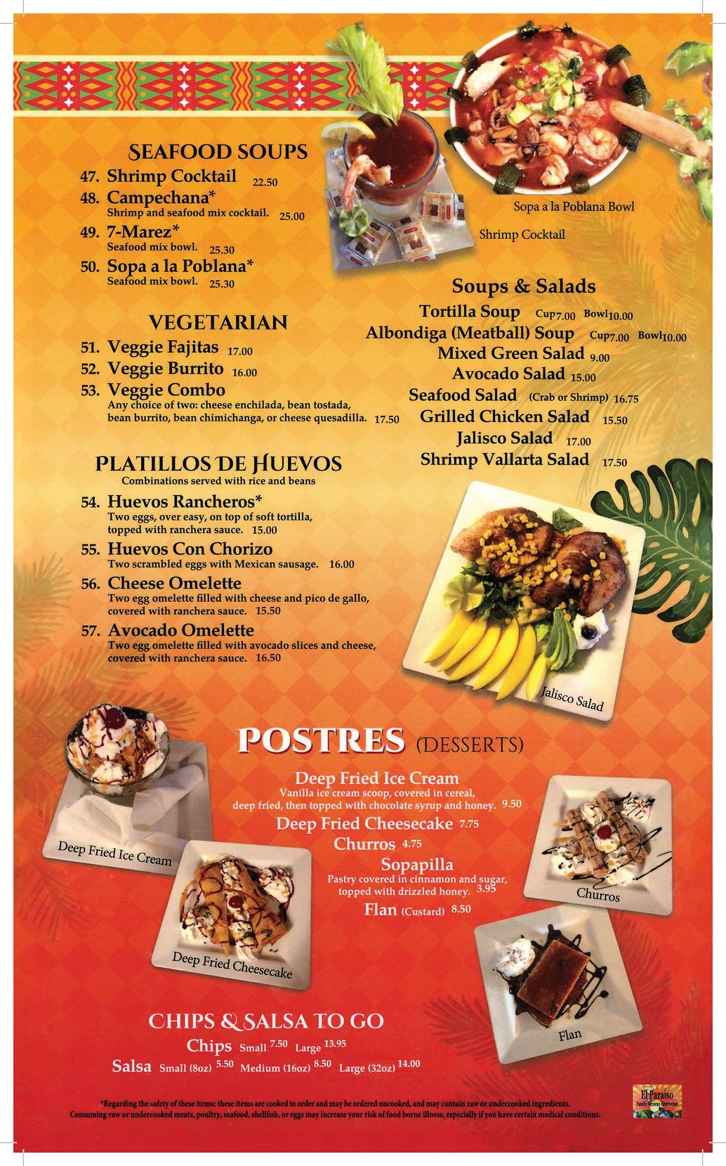 A menu for a restaurant with a tropical theme