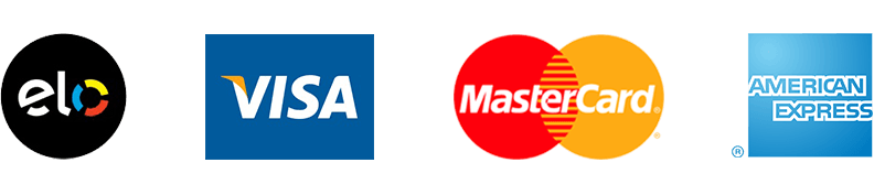 Os logotipos do visa mastercard e american express são mostrados