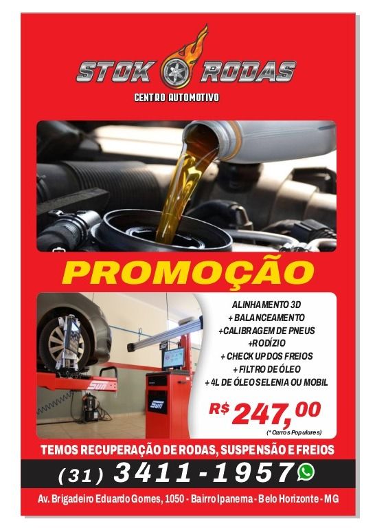 Um cartaz para um serviço de carro chamado stok rodas