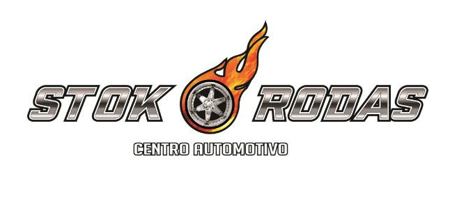 Um logotipo para uma empresa chamada stok rodas
