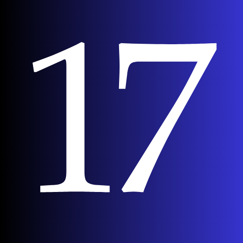 The number 17 is on a blue background