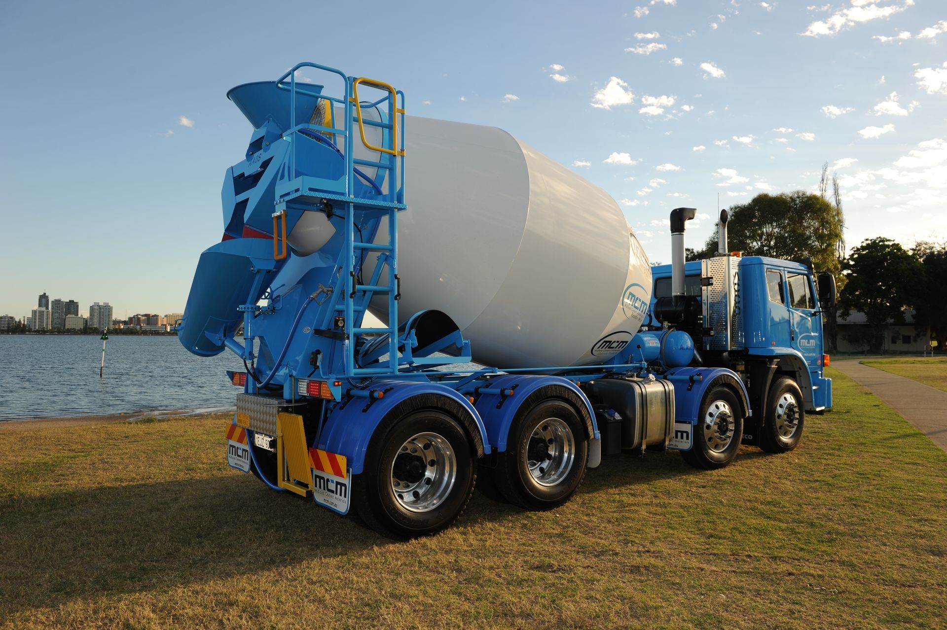 concrete mixer truck at the working place