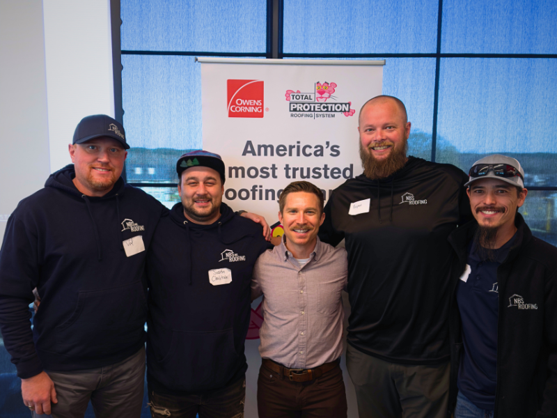 Some of the NBS Roofing Team at an Owens Corning training with The Roof Strategist Adam Bensman