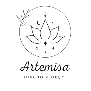 Logotipo: Círculo con flor de loto, luna, estrellas y el texto 