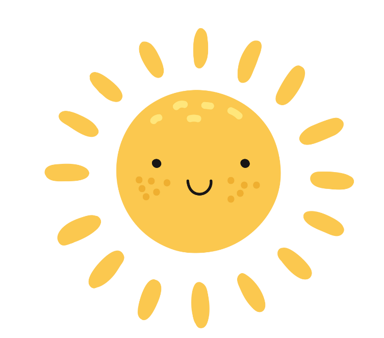 a cartoon sun with a smiling face and freckles .