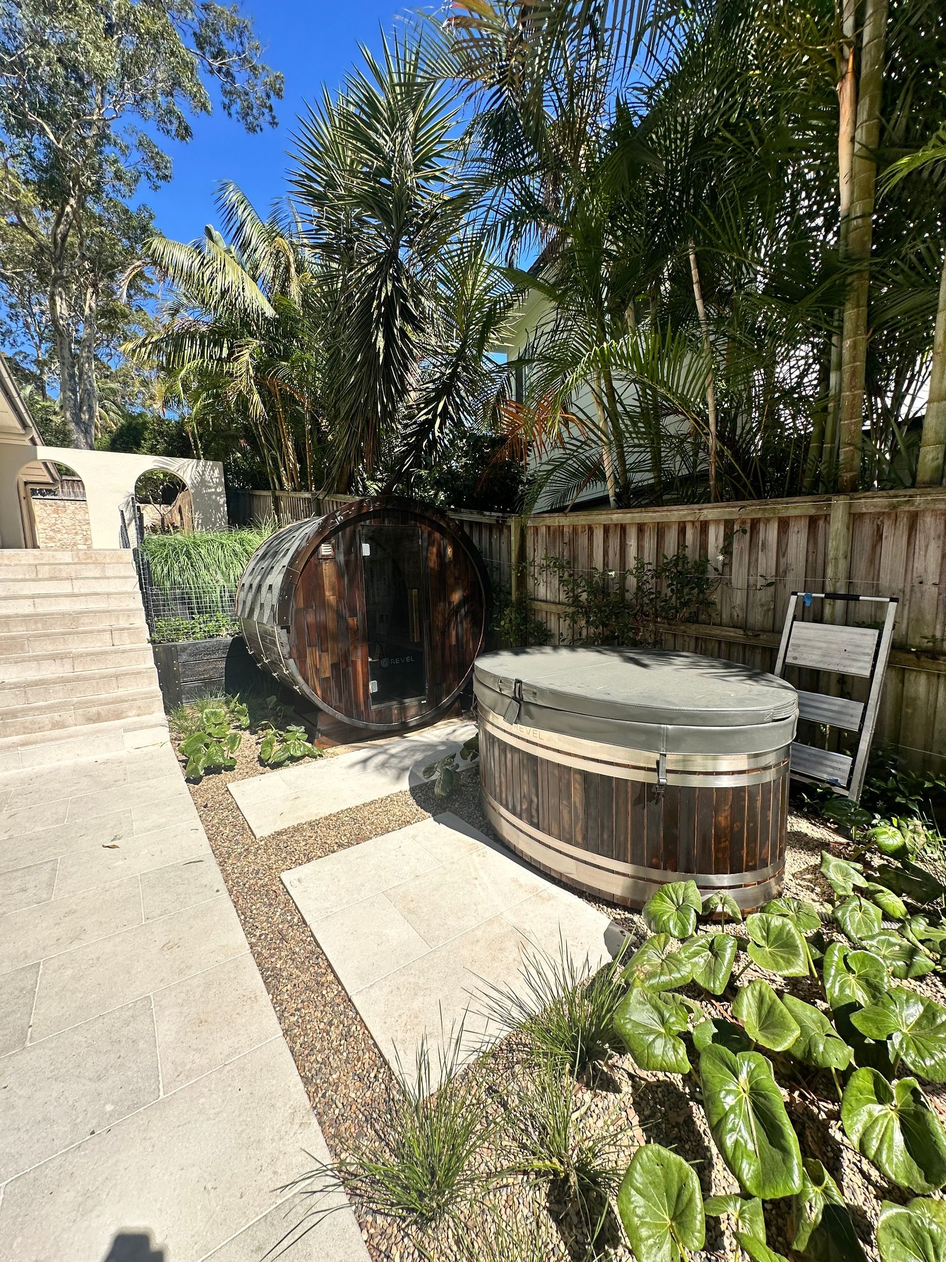 Revel outdoor traditional barrel Sauna and Ice Bath Black