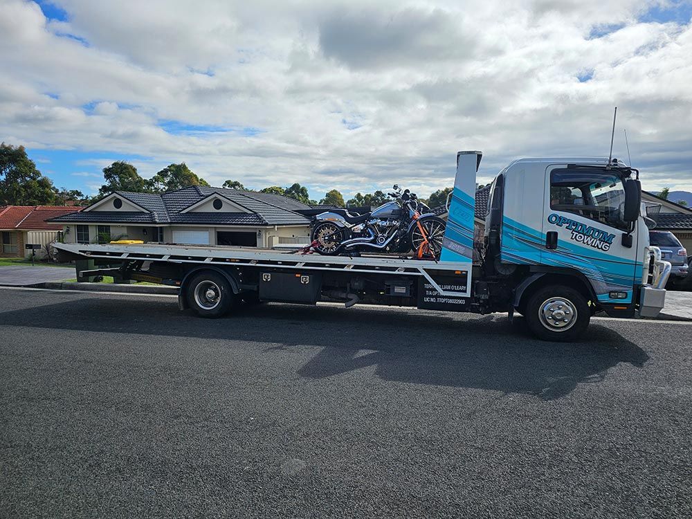 Motorcycle Towing On The Roadside — Optimum Towing in Berry, NSW