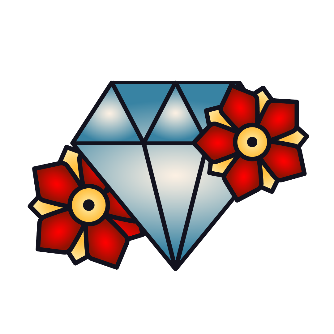 A colorful diamond on a transparent background.