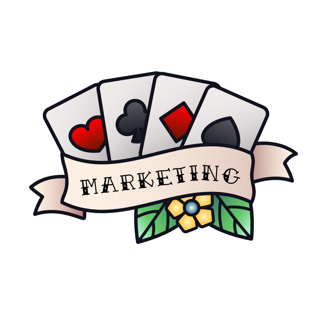 A deck of cards that says marketing on it