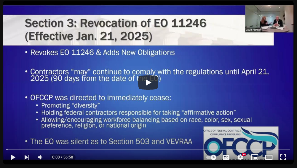 FortneyScott Webinar - Rescission of EO 11246