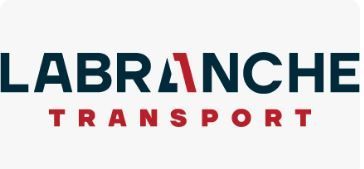 Le logo de labranche transport est bleu et rouge.