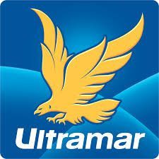 Le logo ultramar est un aigle jaune sur fond bleu.