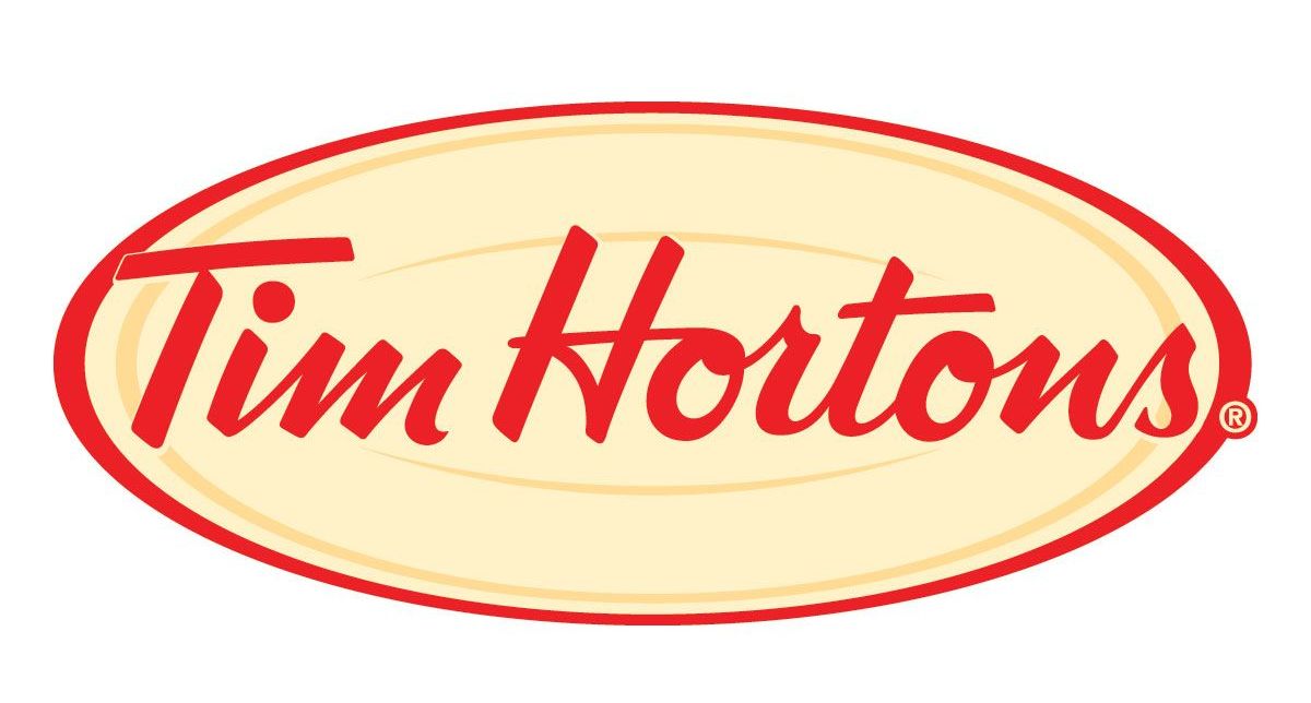 Un logo Tim Hortons est affiché sur un fond blanc.