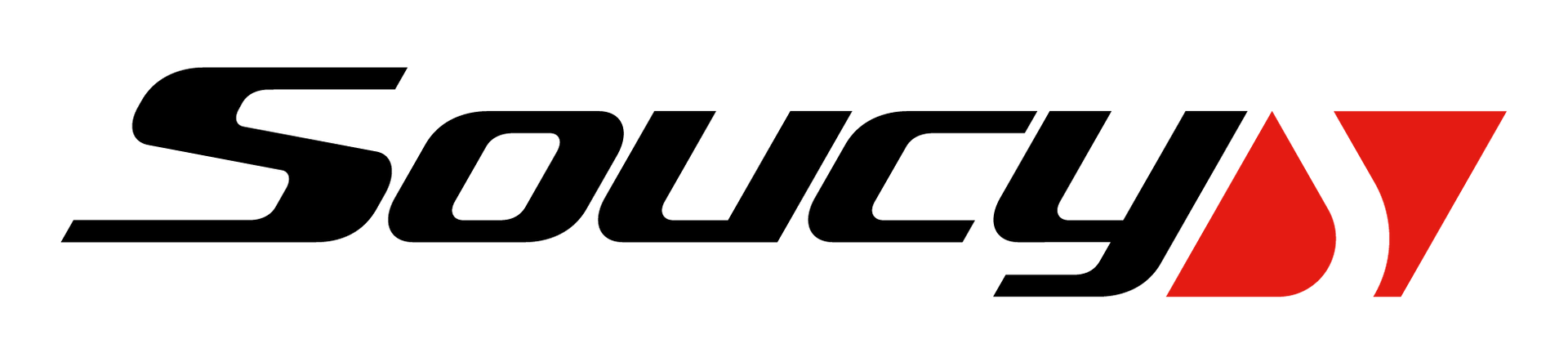 Un logo soucy noir et rouge sur fond blanc