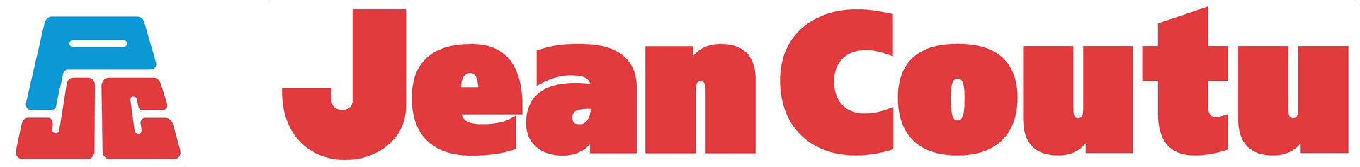 Un logo rouge et bleu pour jean coutu sur fond blanc