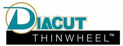 The logo for diacut thinwheel is blue and black.