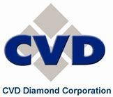The cvd diamond corporation logo is blue and gray with a diamond in the middle.