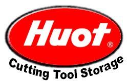A red and white logo for huot cutting tool storage.