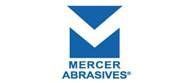 A blue and white logo for mercer abrasives.