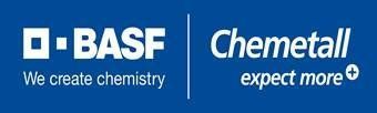 The logo for basf and chemetall says we create chemistry expect more