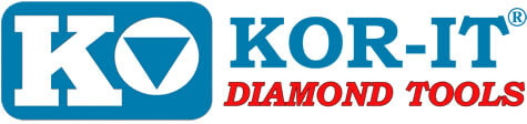 A blue and white logo for kor-it diamond tools