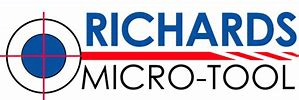 A logo for richards micro-tool with a target in the middle.
