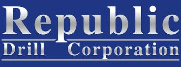 The republic drill corporation logo is on a blue background