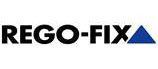 The logo for rego-fix is black and blue with a blue triangle.