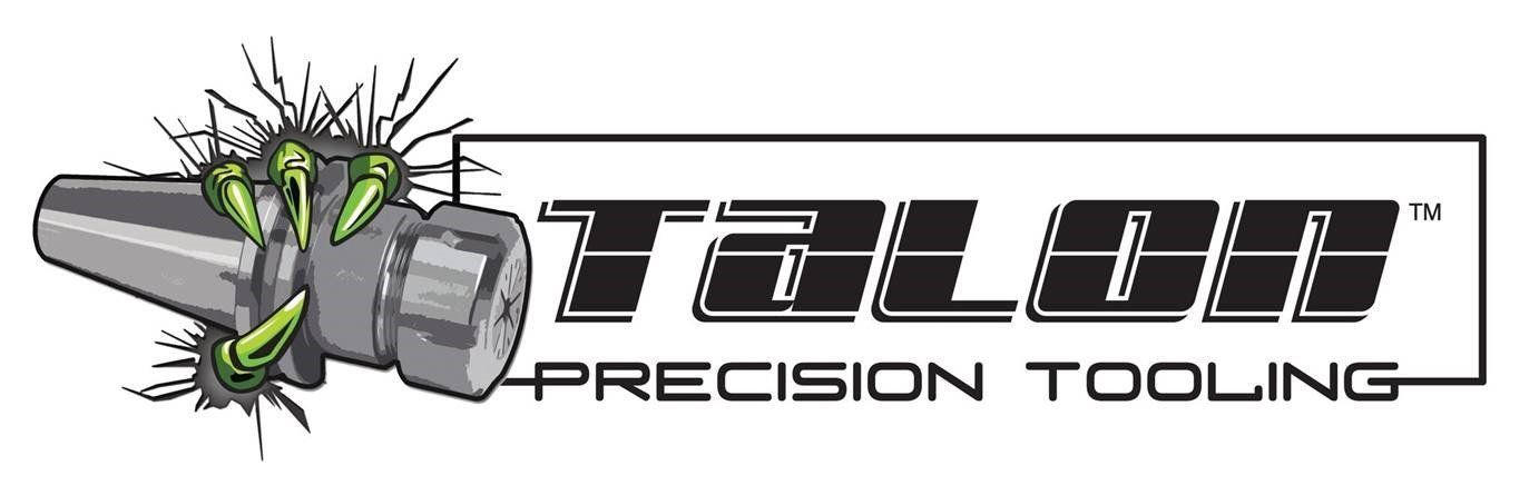 A logo for talon precision tooling with a picture of a tool