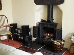 wood burning stove set up