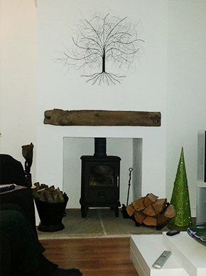 Gas Stove in fireplace