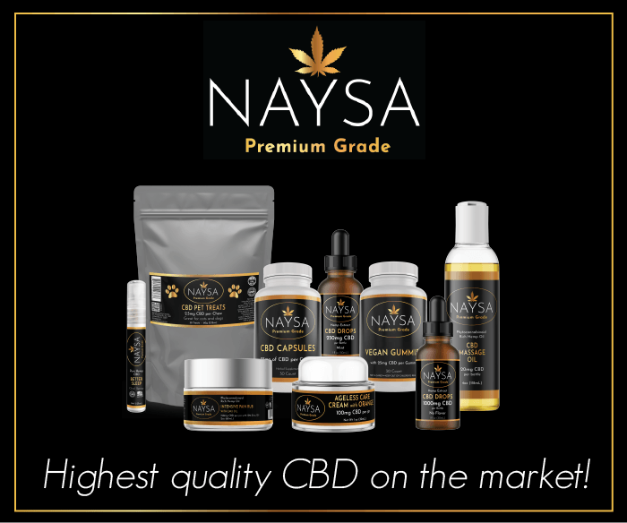 A poster for naysa premium grade cbd products