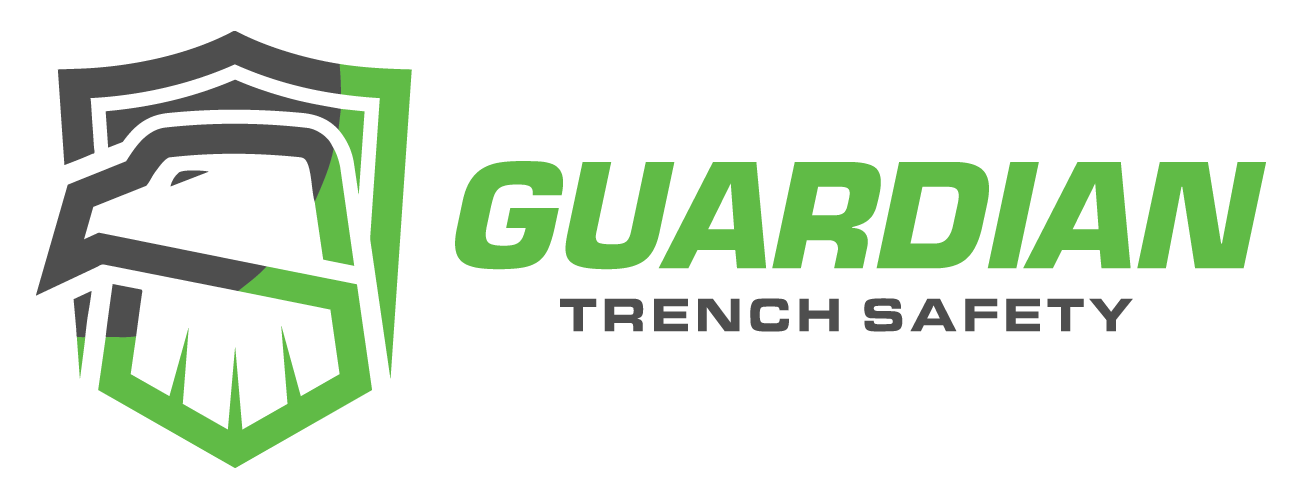 Guardian Trench Safety logo with a green and gray stylized eagle head shield next to the text.
