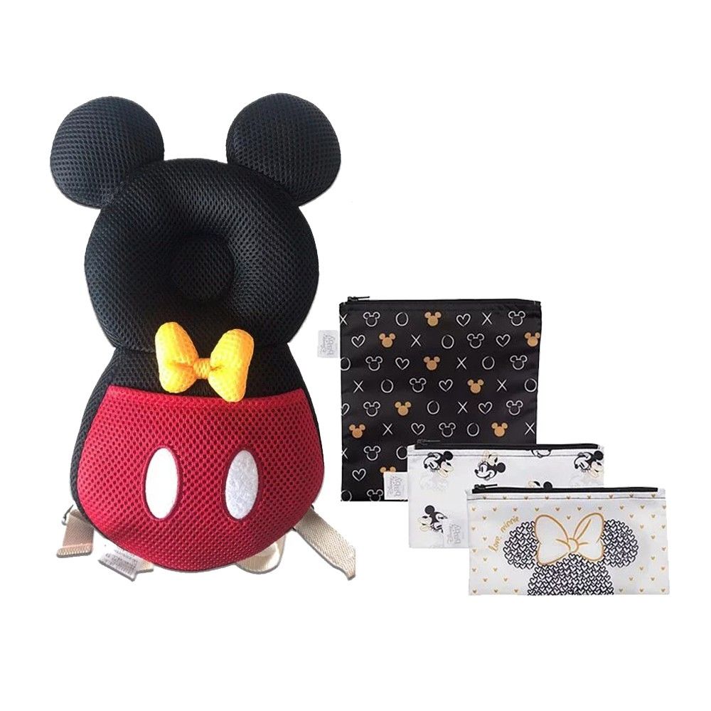 【敲敲嚴選】 迪士尼 特惠組 - 寶寶護頭背包+零食袋3件組