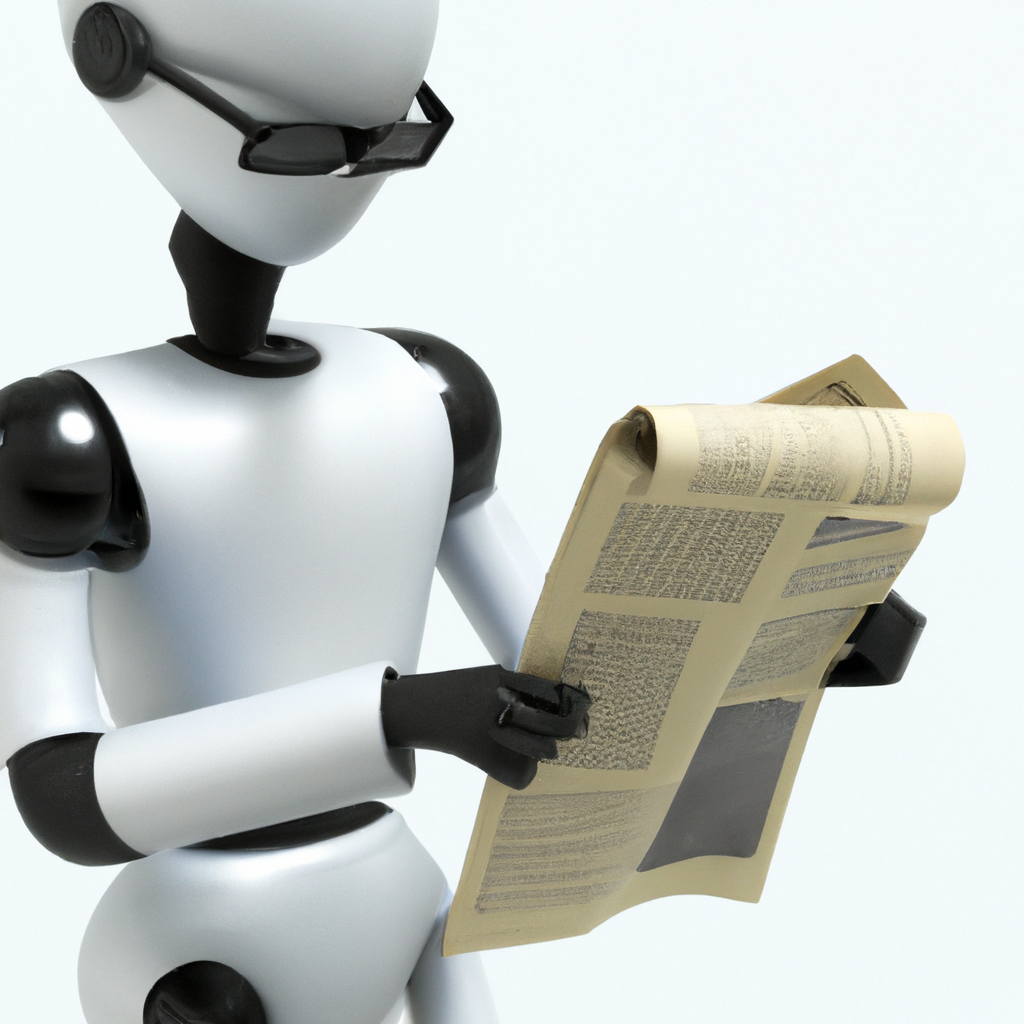 AI generated image of a robot reading a paper