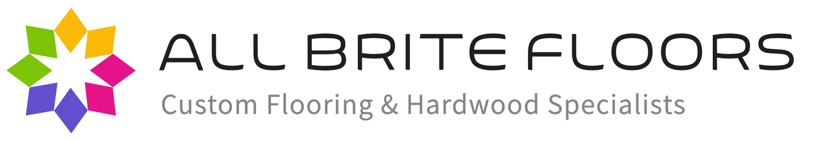 Logo for All Brite Floors, Inc. featuring a stylized sun icon and the tagline 