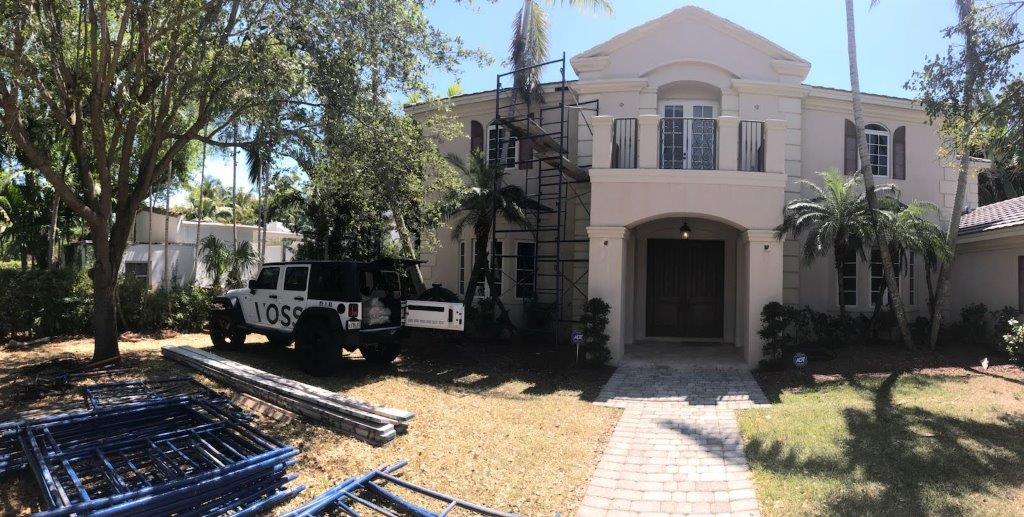 Scaffolding On The Front Of Residential Building — Miami, FL — J & M Scaffolds of Florida