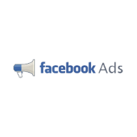 A facebook ads logo with a megaphone on a white background.
